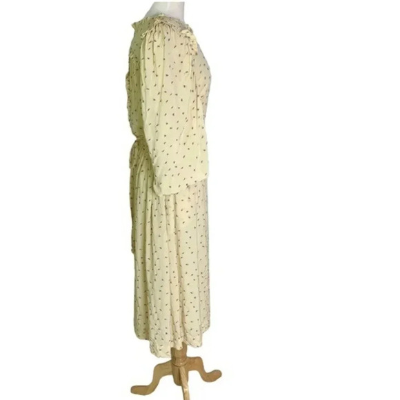 NEW Munthe Curtis Open Back Embroidered Floral Midi Dress Pale Yellow Size 8 - Picture 8 of 14